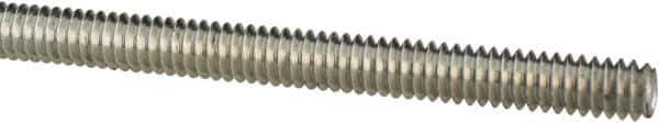 Made in USA - 1/4-20 UNC (Coarse), 3' Long, Low Carbon Steel Threaded Rod - Zinc-Plated Finish, Right Hand Thread - Apex Tool & Supply