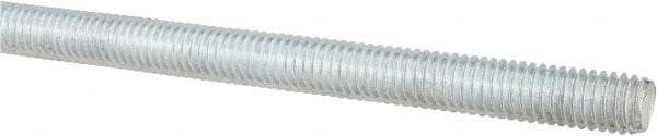 Made in USA - 3/8-16 UNC (Coarse), 3' Long, Low Carbon Steel Threaded Rod - Zinc-Plated Finish, Right Hand Thread - Apex Tool & Supply