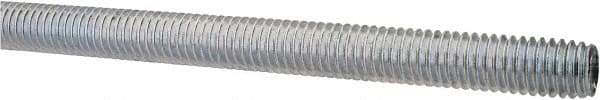Made in USA - 7/16-14 UNC (Coarse), 3' Long, Low Carbon Steel Threaded Rod - Zinc-Plated Finish, Right Hand Thread - Apex Tool & Supply