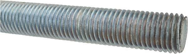 Made in USA - 1-8 UNC (Coarse), 3' Long, Low Carbon Steel Threaded Rod - Zinc-Plated Finish, Right Hand Thread - Apex Tool & Supply