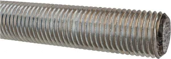 Made in USA - 1-1/4-7 UNC (Coarse), 3' Long, Low Carbon Steel Threaded Rod - Zinc-Plated Finish, Right Hand Thread - Apex Tool & Supply