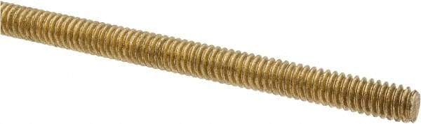 Made in USA - 1/4-20 UNC (Coarse), 3' Long, Brass Threaded Rod - Right Hand Thread - Apex Tool & Supply