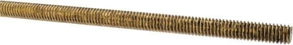 Made in USA - 5/16-18 UNC (Coarse), 3' Long, Brass Threaded Rod - Right Hand Thread - Apex Tool & Supply
