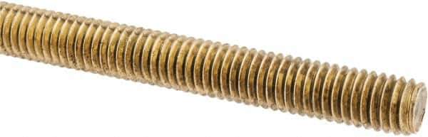 Made in USA - 3/8-16 UNC (Coarse), 3' Long, Brass Threaded Rod - Right Hand Thread - Apex Tool & Supply