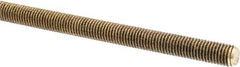 Made in USA - 1/4-28 UNF (Fine), 3' Long, Brass Threaded Rod - Right Hand Thread - Apex Tool & Supply