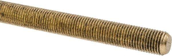 Made in USA - 3/8-24 UNF (Fine), 3' Long, Brass Threaded Rod - Right Hand Thread - Apex Tool & Supply