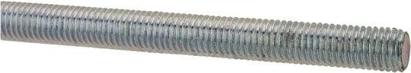 Made in USA - 1/4-28 UNF (Fine), 3' Long, Low Carbon Steel Threaded Rod - Zinc-Plated Finish, Right Hand Thread - Apex Tool & Supply