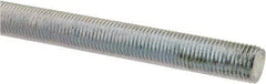 Made in USA - 3/8-24 UNF (Fine), 3' Long, Low Carbon Steel Threaded Rod - Zinc-Plated Finish, Right Hand Thread - Apex Tool & Supply