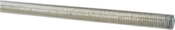 Made in USA - 7/16-20 UNF (Fine), 3' Long, Low Carbon Steel Threaded Rod - Zinc-Plated Finish, Right Hand Thread - Apex Tool & Supply