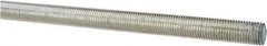 Made in USA - 7/16-20 UNF (Fine), 3' Long, Low Carbon Steel Threaded Rod - Zinc-Plated Finish, Right Hand Thread - Apex Tool & Supply