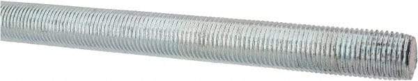 Made in USA - 1/2-20 UNF (Fine), 3' Long, Low Carbon Steel Threaded Rod - Zinc-Plated Finish, Right Hand Thread - Apex Tool & Supply