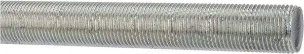 Made in USA - 7/8-14 UNF (Fine), 3' Long, Low Carbon Steel Threaded Rod - Zinc-Plated Finish, Right Hand Thread - Apex Tool & Supply