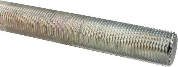 Made in USA - 1-12 UNF (Fine), 3' Long, Low Carbon Steel Threaded Rod - Zinc-Plated Finish, Right Hand Thread - Apex Tool & Supply