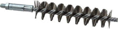 Schaefer Brush - 4" Brush Length, 1" Diam, Double Stem, Single Spiral Tube Brush - 6-1/4" Long, Stainless Steel, 1/4-28 Male Connection - Apex Tool & Supply