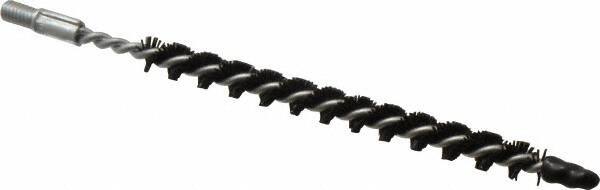Schaefer Brush - 3" Brush Length, 1/4" Diam, Nylon Single Stem, Single Spiral Condenser Tube Brush - 4-1/2" Long, Nylon, 8-32 Male Connection - Apex Tool & Supply