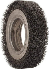 Osborn - 4-1/4" OD, 2" Arbor Hole, Crimped Steel Wheel Brush - 1" Face Width, 3/4" Trim Length, 0.0118" Filament Diam, 6,000 RPM - Apex Tool & Supply