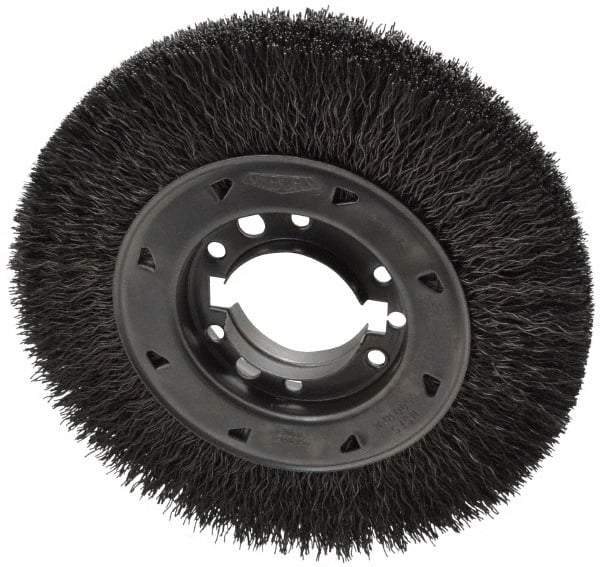 Osborn - 8" OD, 2" Arbor Hole, Crimped Steel Wheel Brush - 1-1/2" Face Width, 1-1/2" Trim Length, 0.02" Filament Diam, 4,500 RPM - Apex Tool & Supply