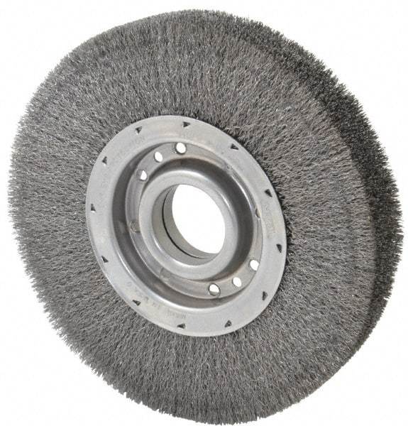 Osborn - 10" OD, 2" Arbor Hole, Crimped Steel Wheel Brush - 2" Face Width, 2-1/8" Trim Length, 0.01" Filament Diam, 3,600 RPM - Apex Tool & Supply