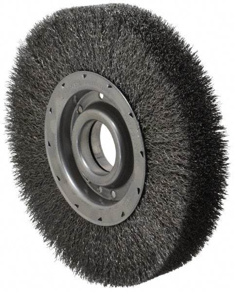 Osborn - 10" OD, 2" Arbor Hole, Crimped Steel Wheel Brush - 2" Face Width, 2-1/8" Trim Length, 0.014" Filament Diam, 3,600 RPM - Apex Tool & Supply