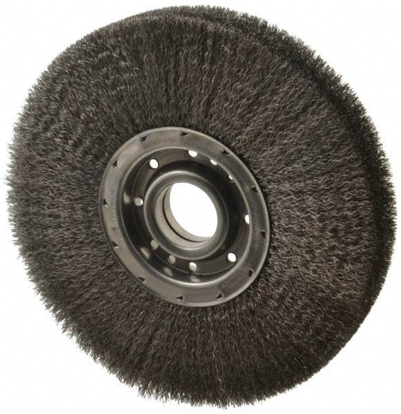 Osborn - 12" OD, 2" Arbor Hole, Crimped Steel Wheel Brush - 2" Face Width, 3-1/4" Trim Length, 0.0118" Filament Diam, 3,600 RPM - Apex Tool & Supply