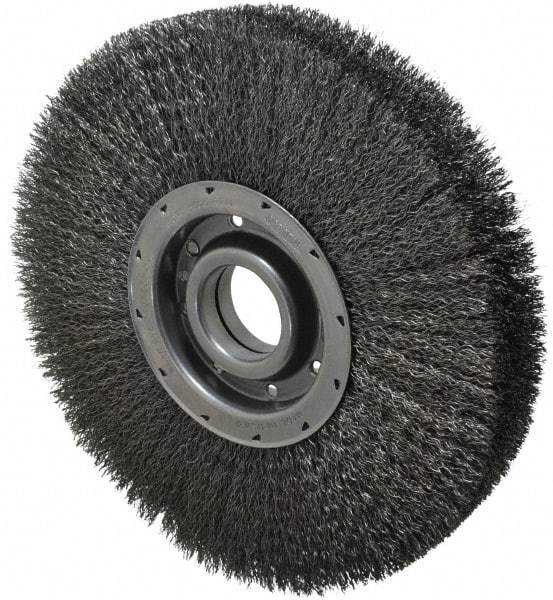 Osborn - 12" OD, 2" Arbor Hole, Crimped Steel Wheel Brush - 2" Face Width, 2-1/8" Trim Length, 0.014" Filament Diam, 3,600 RPM - Apex Tool & Supply