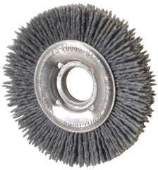Osborn - 4" OD, 5/8" Arbor Hole, Crimped Nylon Wheel Brush - 1/2" Face Width, 5/8" Trim Length, 20,000 RPM - Apex Tool & Supply