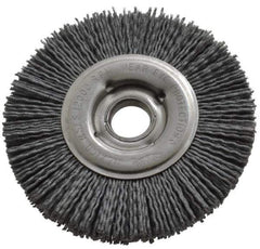 Osborn - 4" OD, 5/8" Arbor Hole, Crimped Nylon Wheel Brush - 5/8" Face Width, 3/4" Trim Length, 12,000 RPM - Apex Tool & Supply