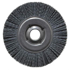 Osborn - 4" OD, 5/8" Arbor Hole, Crimped Nylon Wheel Brush - 5/8" Face Width, 3/4" Trim Length, 12,000 RPM - Apex Tool & Supply
