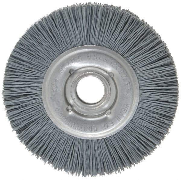 Osborn - 4" OD, 5/8" Arbor Hole, Crimped Nylon Wheel Brush - 5/8" Face Width, 3/4" Trim Length, 12,000 RPM - Apex Tool & Supply