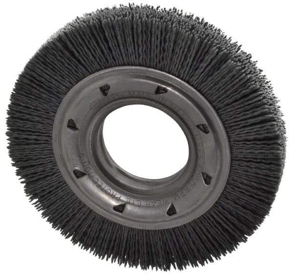 Osborn - 6" OD, 2" Arbor Hole, Crimped Nylon Wheel Brush - 7/8" Face Width, 1-1/16" Trim Length, 6,000 RPM - Apex Tool & Supply