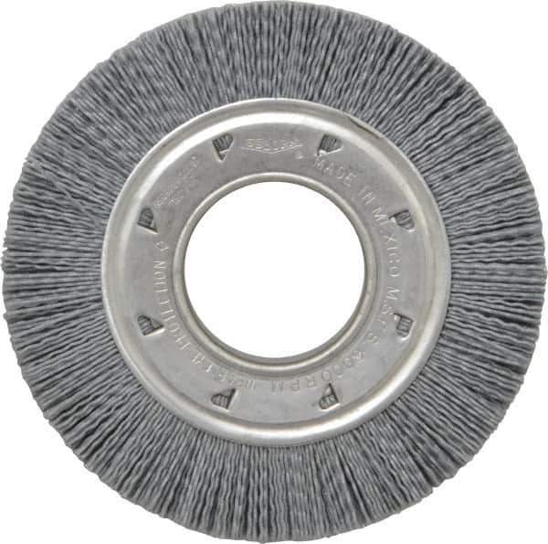 Osborn - 6" OD, 2" Arbor Hole, Crimped Nylon Wheel Brush - 7/8" Face Width, 1-1/16" Trim Length, 6,000 RPM - Apex Tool & Supply
