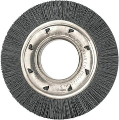 Osborn - 6" OD, 2" Arbor Hole, Crimped Nylon Wheel Brush - 7/8" Face Width, 1-1/16" Trim Length, 6,000 RPM - Apex Tool & Supply