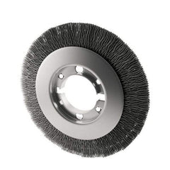 Osborn - 8" OD, 2" Arbor Hole, Crimped Nylon Wheel Brush - 7/8" Face Width, 1-1/2" Trim Length, 4,500 RPM - Apex Tool & Supply