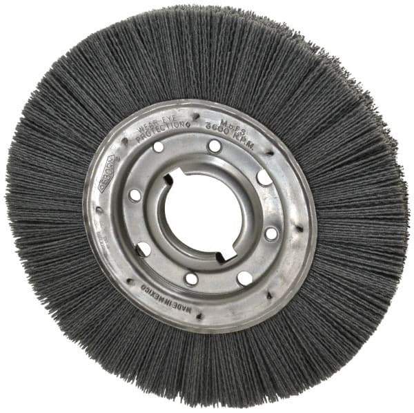 Osborn - 10" OD, 2" Arbor Hole, Crimped Nylon Wheel Brush - 1" Face Width, 2-1/16" Trim Length, 3,600 RPM - Apex Tool & Supply