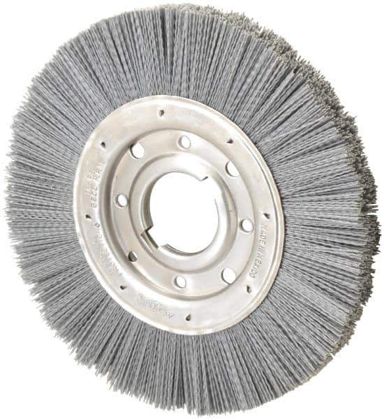 Osborn - 10" OD, 2" Arbor Hole, Crimped Nylon Wheel Brush - 1" Face Width, 2-1/16" Trim Length, 3,600 RPM - Apex Tool & Supply