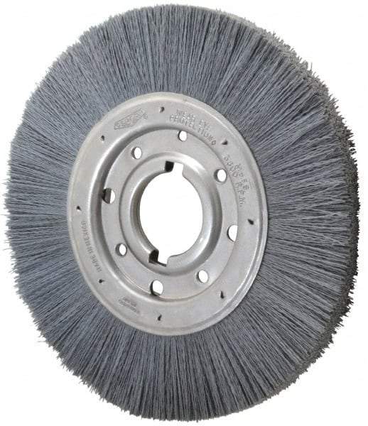 Osborn - 10" OD, 2" Arbor Hole, Crimped Nylon Wheel Brush - 1" Face Width, 2-1/16" Trim Length, 3,600 RPM - Apex Tool & Supply