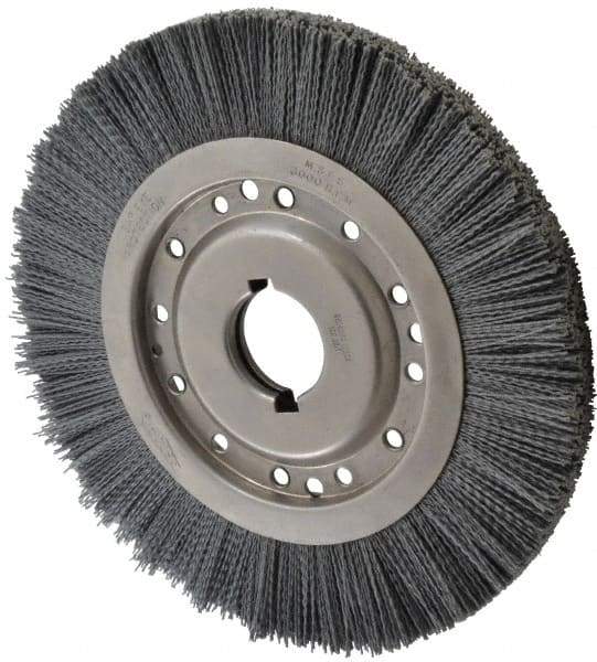 Osborn - 12" OD, 2" Arbor Hole, Crimped Nylon Wheel Brush - 1" Face Width, 2-1/8" Trim Length, 3,000 RPM - Apex Tool & Supply