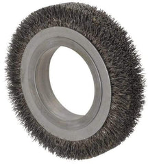 Osborn - 4-1/4" OD, 2" Arbor Hole, Crimped Steel Wheel Brush - 5/8" Face Width, 11/16" Trim Length, 0.0118" Filament Diam, 6,000 RPM - Apex Tool & Supply