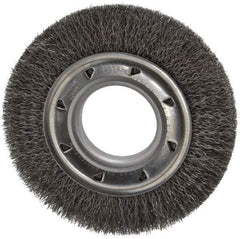 Osborn - 6" OD, 2" Arbor Hole, Crimped Steel Wheel Brush - 7/8" Face Width, 1" Trim Length, 0.0118" Filament Diam, 6,000 RPM - Apex Tool & Supply