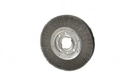 Osborn - 10" OD, 2" Arbor Hole, Crimped Steel Wheel Brush - 1-1/4" Face Width, 2" Trim Length, 0.008" Filament Diam, 3,600 RPM - Apex Tool & Supply