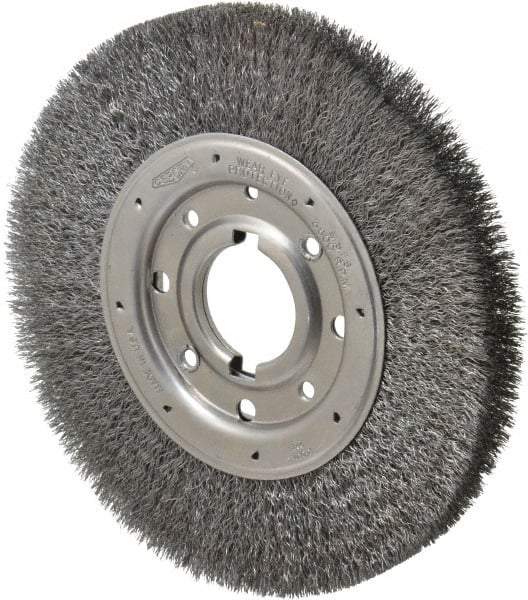 Osborn - 10" OD, 2" Arbor Hole, Crimped Steel Wheel Brush - 1-1/4" Face Width, 2" Trim Length, 0.0118" Filament Diam, 3,600 RPM - Apex Tool & Supply