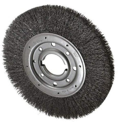 Osborn - 10" OD, 2" Arbor Hole, Crimped Steel Wheel Brush - 1-1/4" Face Width, 2" Trim Length, 0.014" Filament Diam, 3,600 RPM - Apex Tool & Supply