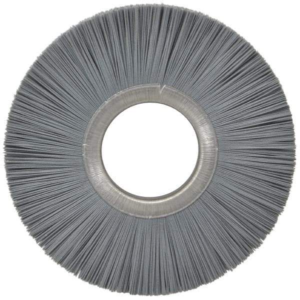 Osborn - 6" OD, 2" Arbor Hole, Crimped Nylon Wheel Brush - 1/2" Face Width, 1-5/8" Trim Length, 5,500 RPM - Apex Tool & Supply