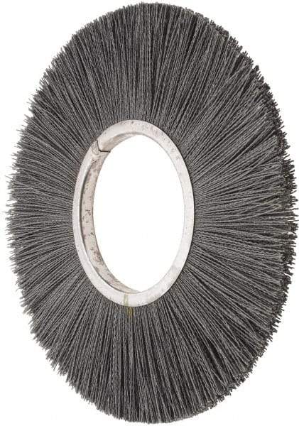 Osborn - 14" OD, 5-1/4" Arbor Hole, Crimped Nylon Wheel Brush - 5/8" Face Width, 3-7/8" Trim Length, 3,000 RPM - Apex Tool & Supply