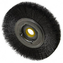 Osborn - 4" OD, 1/2 & 5/8" Arbor Hole, Crimped Steel Wheel Brush - 5/8" Face Width, 13/16" Trim Length, 0.006" Filament Diam, 6,000 RPM - Apex Tool & Supply