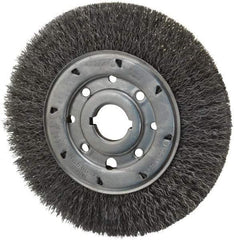 Osborn - 8" OD, 1-1/4" Arbor Hole, Crimped Steel Wheel Brush - 5/8" Face Width, 1-1/2" Trim Length, 0.014" Filament Diam, 4,500 RPM - Apex Tool & Supply