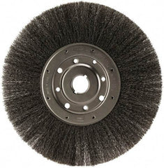 Osborn - 12" OD, 1-1/4" Arbor Hole, Crimped Steel Wheel Brush - 1/2" Face Width, 3" Trim Length, 0.0104" Filament Diam, 3,000 RPM - Apex Tool & Supply