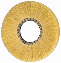 Osborn - 12" OD, 4-1/4" Arbor Hole, Crimped Natural Fiber Wheel Brush - 17/32" Face Width, 3-3/8" Trim Length, 3,600 RPM - Apex Tool & Supply