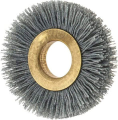 Osborn - 2" OD, 5/8" Arbor Hole, Crimped Nylon Wheel Brush - 3/8" Face Width, 7/16" Trim Length, 15,000 RPM - Apex Tool & Supply