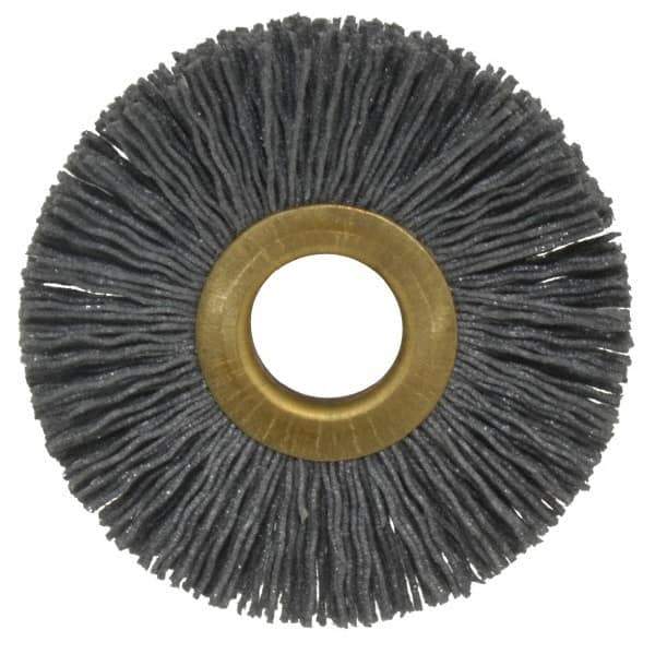 Osborn - 2-1/2" OD, 5/8" Arbor Hole, Crimped Nylon Wheel Brush - 3/8" Face Width, 11/16" Trim Length, 15,000 RPM - Apex Tool & Supply